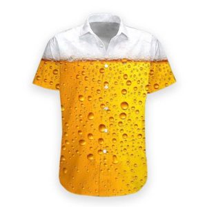 3D Beer Bubble Hawaiian Shirt Short Sleeve Hawaiian Shirt Yellow S