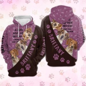 A Girl And Her Brittany Dog Lover All Over Print 3D Hoodie 3D Hoodie Purple S