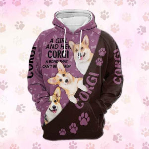 A Girl And Her Corgi Dog Lover All Over Print 3D Hoodie product photo 1