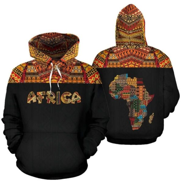 Africa Map African Pattern 3D All Over Print Hoodie 3D Hoodie Black S
