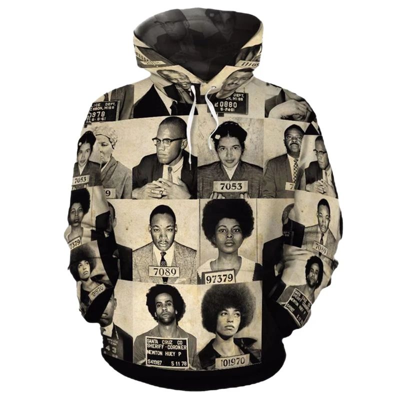 African American Civil Rights Leader 3D All Over Print Hoodie Style: 3D Hoodie, Color: White