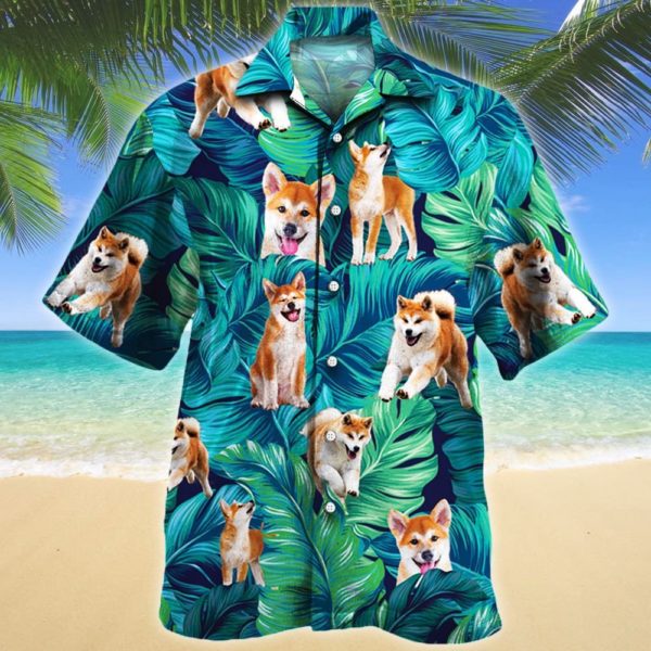 Akita Dog Lovers Summer Holiday Hawaii Shirt Short-Sleeve Hawaiian Shirt Blue S