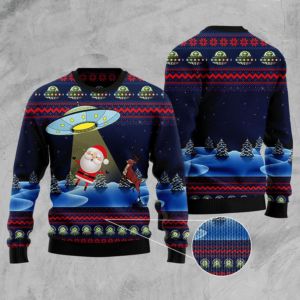 Alien Santa Claus Ugly Christmas Sweater AOP Sweater Black S