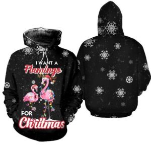 All I Want Flamingo For Christmas All Over Print 3D Leggings 3D Hoodie Black S