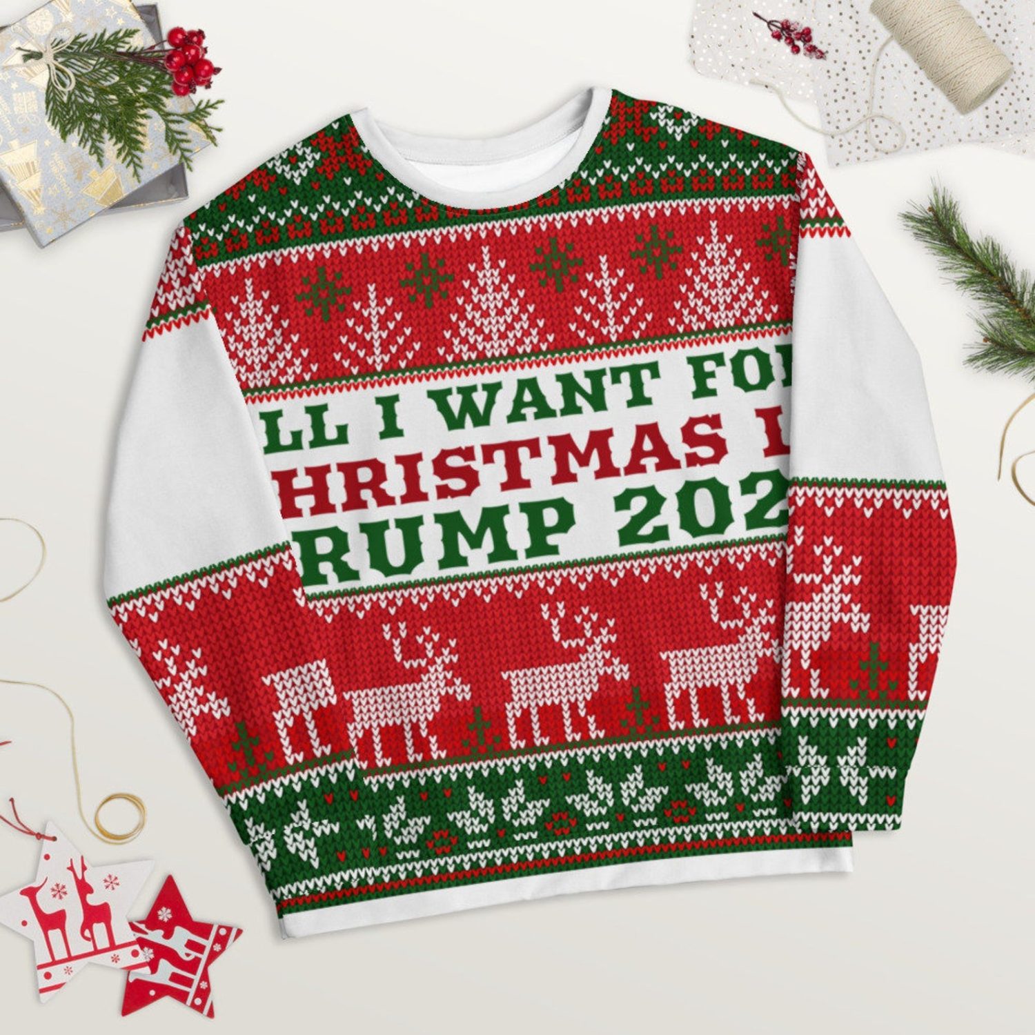 All I Want For Christmas Is Trump 2024 Christmas Sweater AOP Sweater Red S