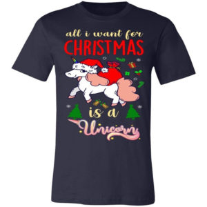 All I Want For Christmas Is Unicorn T-Shirt Unisex T-Shirt Navy S
