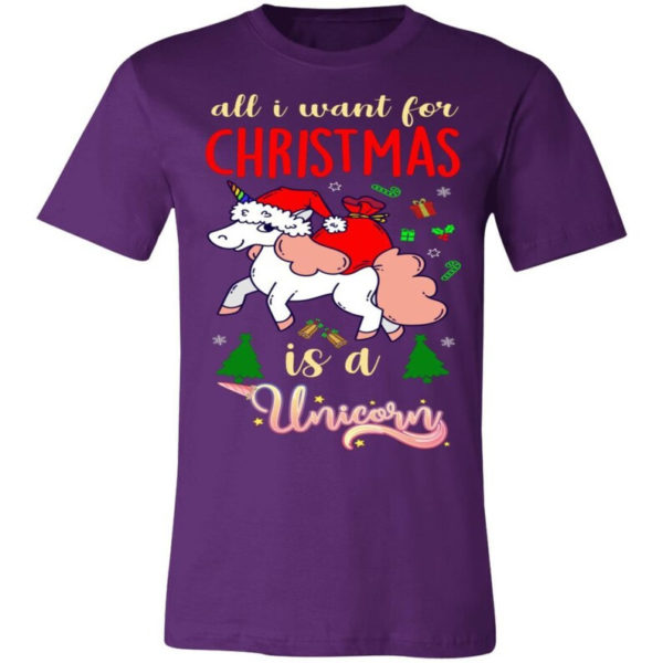 All I Want For Christmas Is Unicorn T-Shirt Unisex T-Shirt Purple S