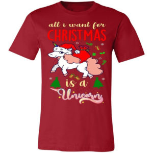 All I Want For Christmas Is Unicorn T-Shirt Unisex T-Shirt Red S