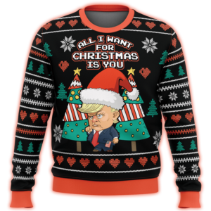 All I Want For Christmas Is You Trump Sweater AOP Sweater Black S