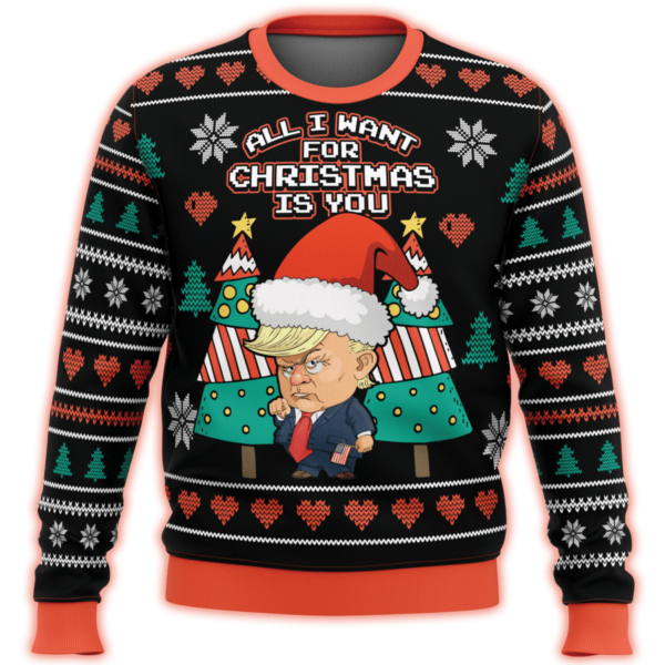 All I Want For Christmas Is You Trump Sweater AOP Sweater Black S