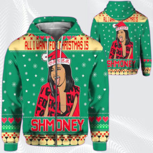 All I Want The Christmas Is Shmoney All Over Print 3D Shirt 3D Zip Hoodie Green S