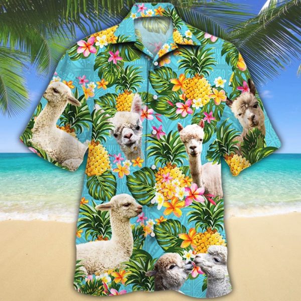 Alpaca And Pineapple Summer Holiday Hawaii Shirt Short-Sleeve Hawaiian Shirt Yellow S
