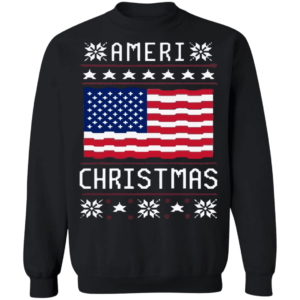 Ameri Christmas American Flag Christmas Sweatshirt Sweatshirt Black S