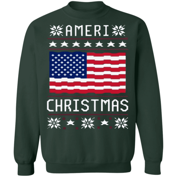 Ameri Christmas American Flag Christmas Sweatshirt Sweatshirt Forest Green S