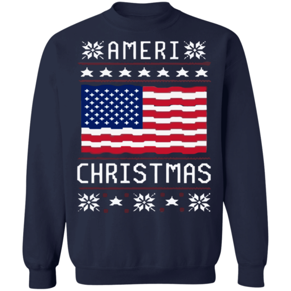 Ameri Christmas American Flag Christmas Sweatshirt Sweatshirt Navy S