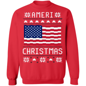 Ameri Christmas American Flag Christmas Sweatshirt Sweatshirt Red S