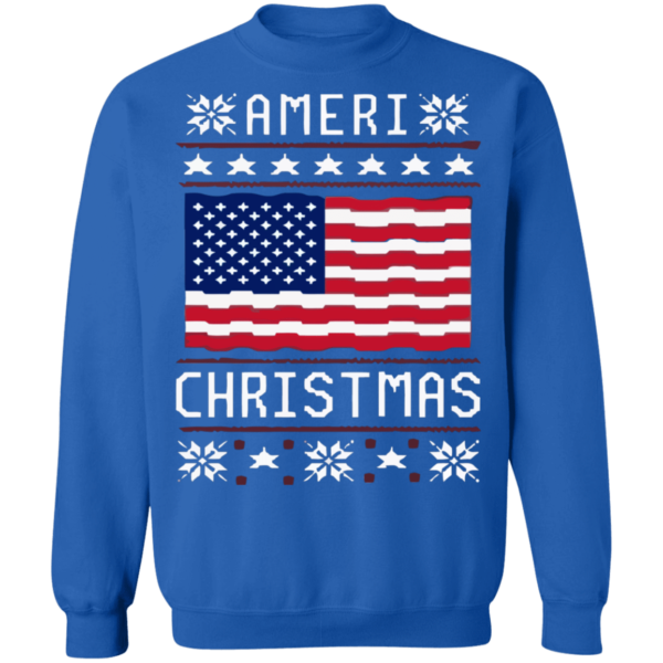 Ameri Christmas American Flag Christmas Sweatshirt Sweatshirt Royal S