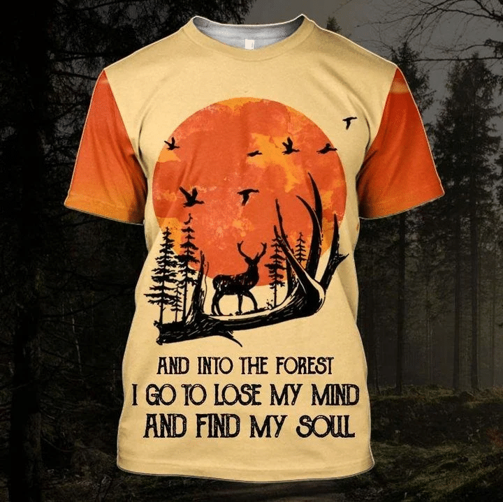 And Into The Forest I Go To Lose My Mind And Find My Soul 3D Printed Shirt Style: 3D T-Shirt, Color: Orange