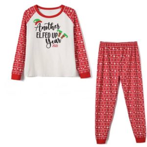 Another Elfed Up Year 2021 Christmas Pajamas Set Pajamas Shirt Red XS