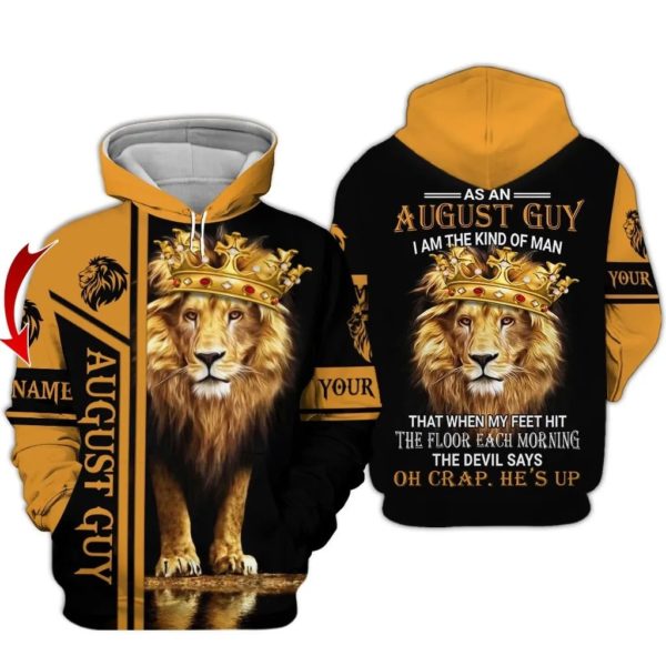 August Guy Lion King Personalized Name 3D All Over Printed Shirt 3D Hoodie Black S