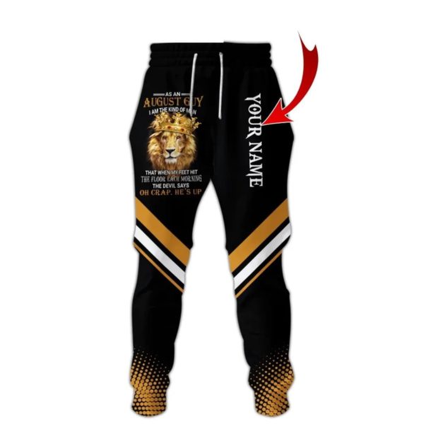 August Guy Lion King Personalized Name 3D All Over Printed Shirt AOP Sweatpant Black S