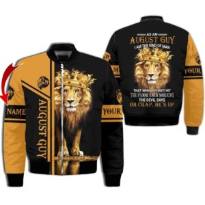 August Guy Lion King Personalized Name 3D All Over Printed Shirt Bomber Jacker Black S