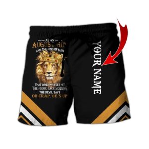 August Guy Lion King Personalized Name 3D All Over Printed Shirt Short-Pant Black S