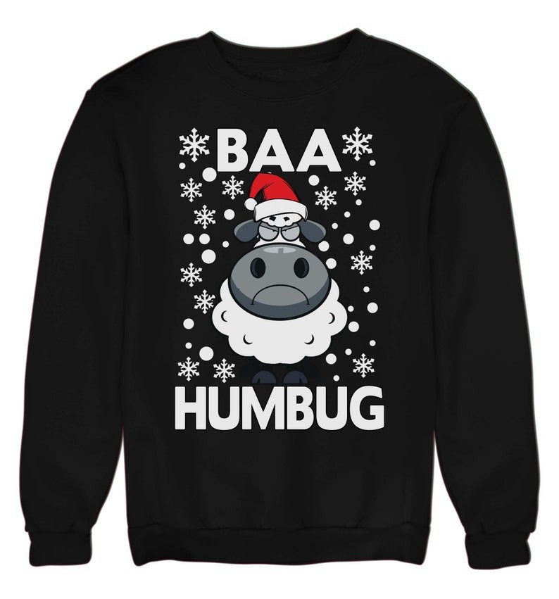 Baa Humbug Christmas Ugly Sheep Santa Christmas Sweatshirt Sweatshirt Black S