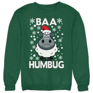 Baa Humbug Christmas Ugly Sheep Santa Christmas Sweatshirt Sweatshirt Dark Green S