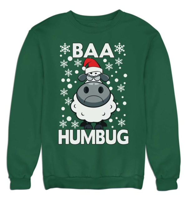 Baa Humbug Christmas Ugly Sheep Santa Christmas Sweatshirt Sweatshirt Dark Green S