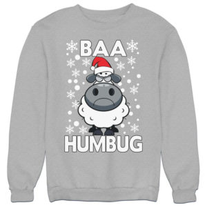 Baa Humbug Christmas Ugly Sheep Santa Christmas Sweatshirt Sweatshirt Heather Grey S