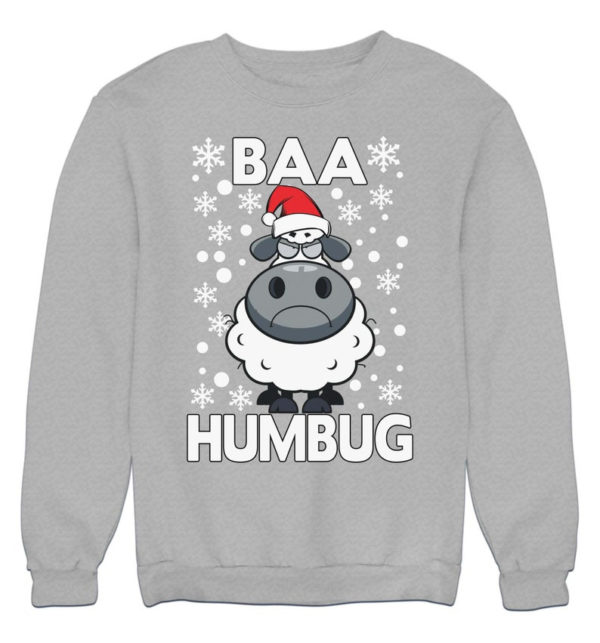 Baa Humbug Christmas Ugly Sheep Santa Christmas Sweatshirt Sweatshirt Heather Grey S