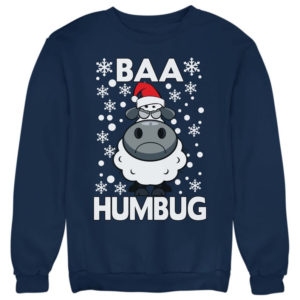 Baa Humbug Christmas Ugly Sheep Santa Christmas Sweatshirt Sweatshirt Navy Blue S