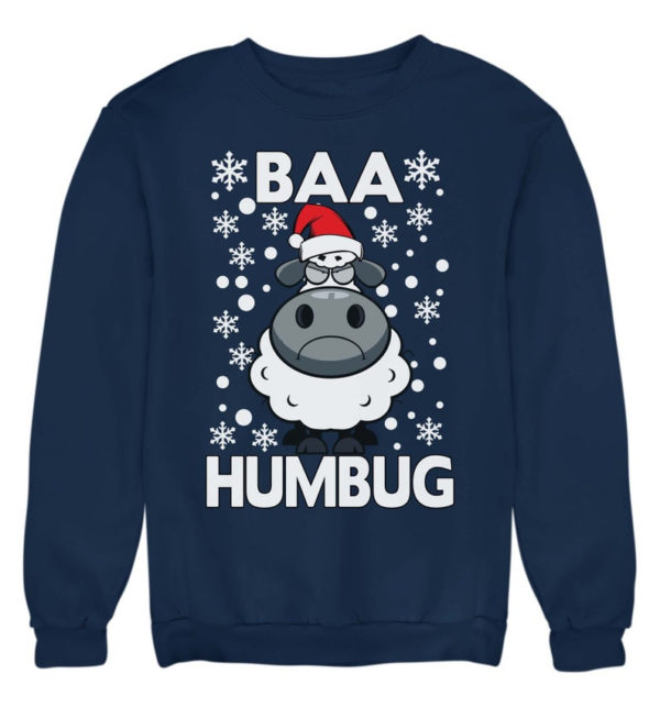 Baa Humbug Christmas Ugly Sheep Santa Christmas Sweatshirt Sweatshirt Navy Blue S