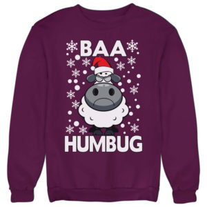 Baa Humbug Christmas Ugly Sheep Santa Christmas Sweatshirt Sweatshirt Purple S