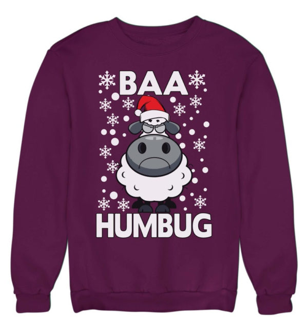Baa Humbug Christmas Ugly Sheep Santa Christmas Sweatshirt Sweatshirt Purple S