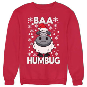 Baa Humbug Christmas Ugly Sheep Santa Christmas Sweatshirt Sweatshirt Red S