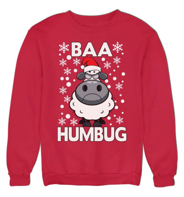 Baa Humbug Christmas Ugly Sheep Santa Christmas Sweatshirt Sweatshirt Red S