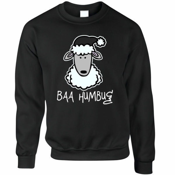 Baa Humbug Sheep Christmas sweatshirt Sheep Santa Christmas Sweatshirt Black S