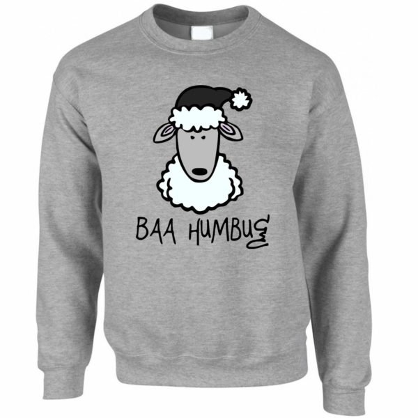 Baa Humbug Sheep Christmas sweatshirt Sheep Santa Christmas Sweatshirt Grey S