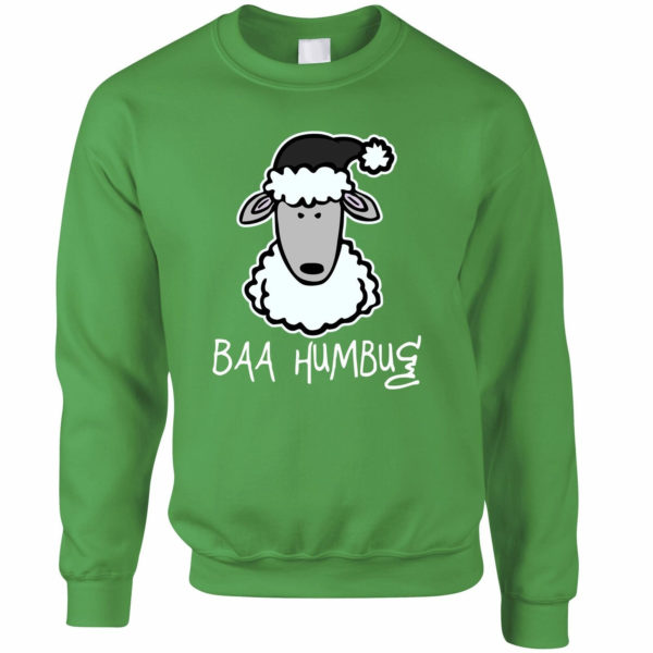 Baa Humbug Sheep Christmas sweatshirt Sheep Santa Christmas Sweatshirt Kelly Green S