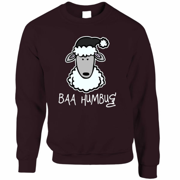 Baa Humbug Sheep Christmas sweatshirt Sheep Santa Christmas Sweatshirt Maroon S