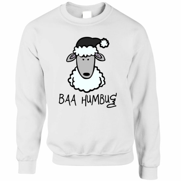 Baa Humbug Sheep Christmas sweatshirt Sheep Santa Christmas Sweatshirt White S