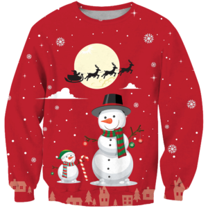 Baby Snowman And Daddy Snowman Funny Holiday Christmas Shirt 3D Sweatshirt Red S