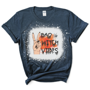 Bad Witch Vibes Halloween Bleached Shirt Bleached T-Shirt Navy XS