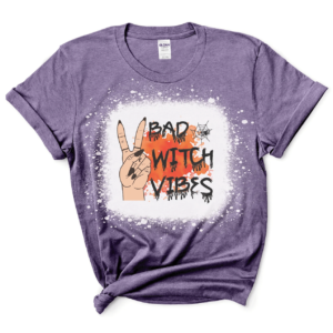 Bad Witch Vibes Halloween Bleached Shirt Bleached T-Shirt Purple XS