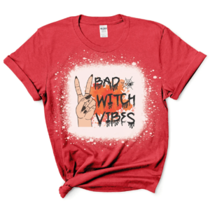 Bad Witch Vibes Halloween Bleached Shirt Bleached T-Shirt Red XS