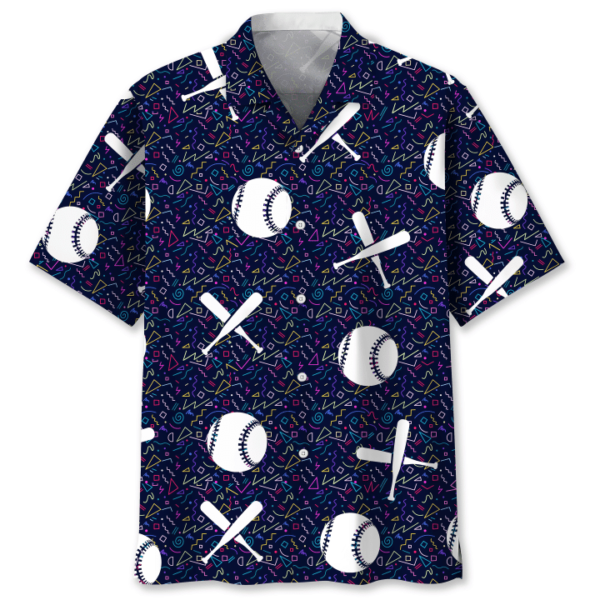 Baseball Pattern Hawaiian Shirt Short-Sleeve Hawaiian Shirt Navy S