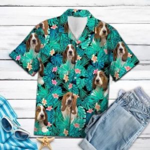 Basset Hound Hawaiian Summer Holiday Dog Lover Shirt Short-Sleeve Hawaiian Shirt Blue S