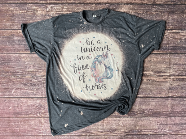 Be A Unicorn In A Field Of Horses Unicorn Bleached Shirt Bleached T-Shirt Black XS